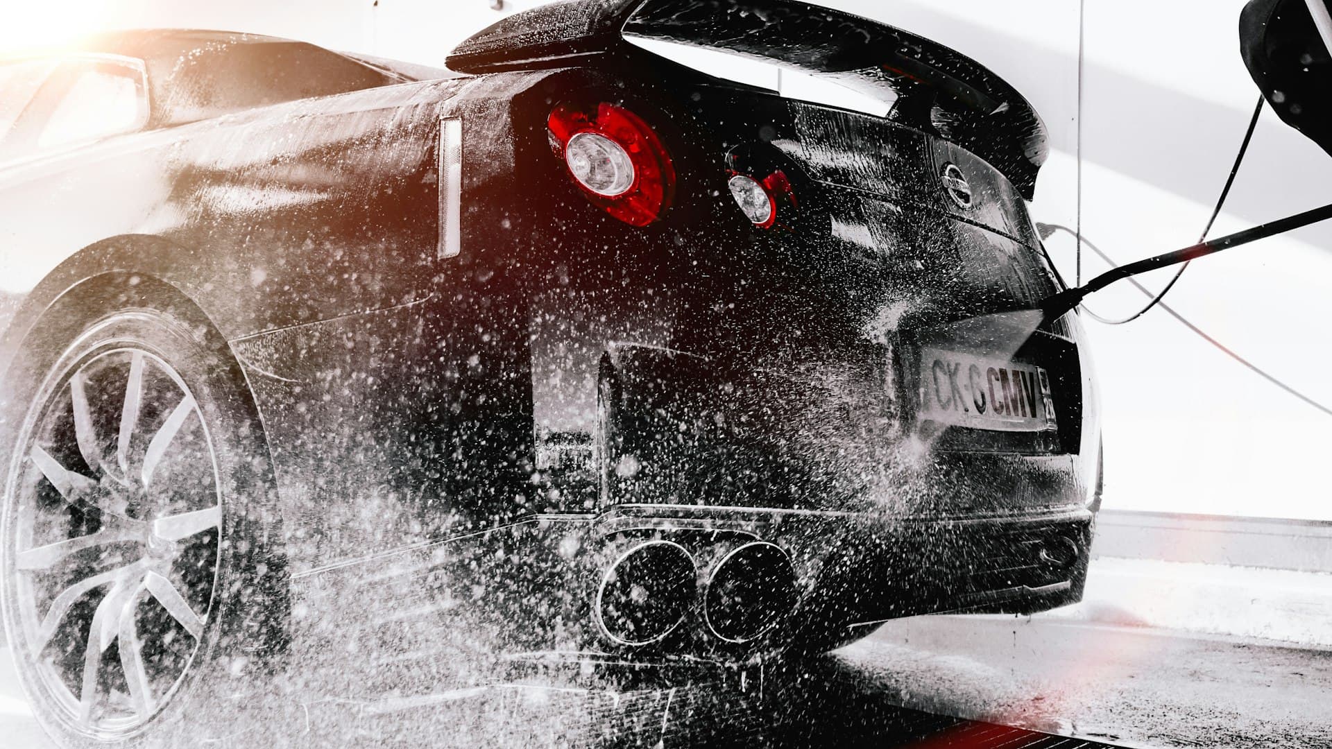 Professional ceramic coating application on vehicle